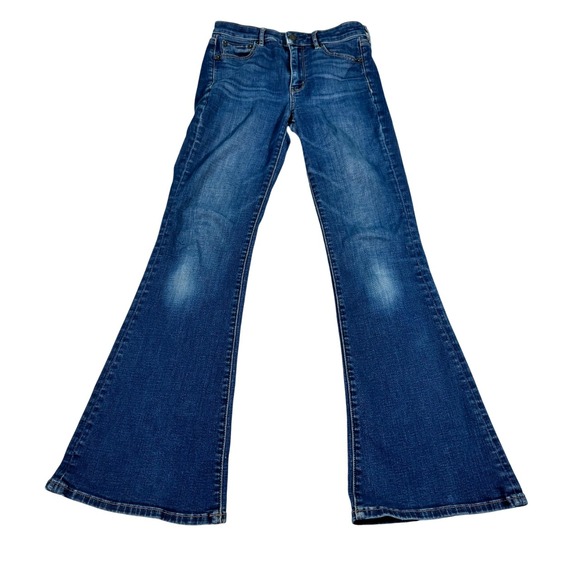 American Eagle Denim - American Eagle Hi-Rise Flare Jeans Medium Wash Size 2 Regular Stretch Denim